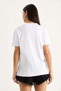 Kadın Limon Baskılı Bisiklet Yaka %100 Pamuklu T-Shirt 6701 60283452 - Beyaz