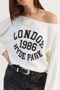 Kadın London Baskılı Kayık Yaka Modal Bluz 6199 60286522 - Beyaz BLUZ modelleri