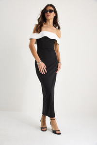 Kadın Madonna Yaka Kalem Maxi Elbise 8031 60283333 - Siyah