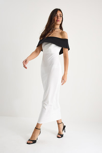 Kadın Madonna Yaka Kalem Maxi Elbise 8031 60283333 - Beyaz