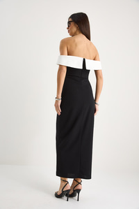 Kadın Madonna Yaka Kalem Maxi Elbise 8031 60283333 - Siyah