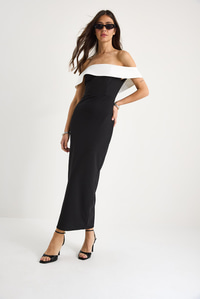 Kadın Madonna Yaka Kalem Maxi Elbise 8031 60283333 - Siyah