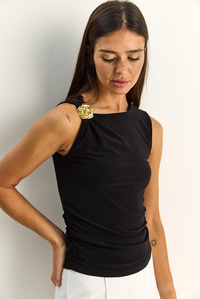 Kadın Metal Aksesuarlı Belden Drape Detaylı Saran Bluz 2315 60286134 - Siyah BLUZ modelleri