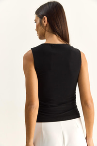 Kadın Metal Aksesuarlı Belden Drape Detaylı Saran Bluz 2315 60286134 - Siyah BLUZ modelleri
