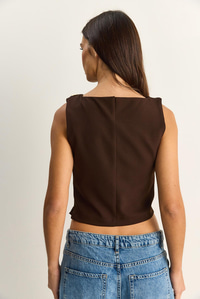 Kadın Metal Aksesuarlı Drape Detaylı Gizli Fermuarlı Bluz 20206 60286133 - Acı Kahve BLUZ modelleri