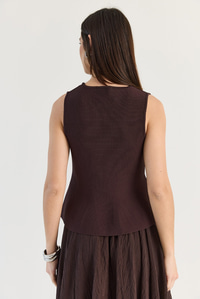 Kadın Metal Düğme Detaylı V Yaka Peplum Triko Yelek 2785 60286529 - Mürdüm YELEK modelleri