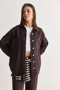 Kadın Mevsimlik Çift Cepli Düğmeli Oversize Denim Gömlek Ceket YC2530 60286689 - Acı Kahve CEKET modelleri
