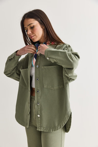 Kadın Mevsimlik Çift Cepli Düğmeli Oversize Denim Gömlek Ceket YC2530 60286689 - Çağla Yeşili CEKET modelleri