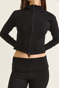 Kadın Modal Çift Fermuarlı Crop Hırka İspanyol Paça Pantolon Takım 36051 60286544 - Siyah ALT - ÜST TAKIM modelleri