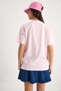 Kadın Mykonos Baskılı Oversize Pamuklu T-Shirt 5446 60283290 - Pudra
