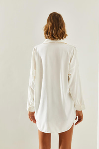 Kadın Nakış İşleme Desenli Oversize Gömlek 5928 60251479 - Beyaz GÖMLEK modelleri
