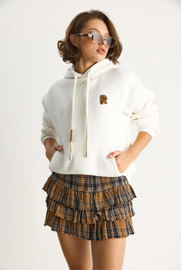 Kadın Nakış İşlemeli Kanguru Cepli Kapüşonlu Şardonlu Salaş Sweatshirt 6872 60283523 - Beyaz SWEATSHİRT modelleri