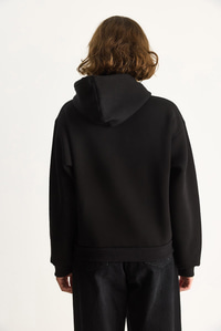 Kadın Nakış İşlemeli Kanguru Cepli Kapüşonlu Şardonlu Salaş Sweatshirt 6872 60283523 - Siyah SWEATSHİRT modelleri