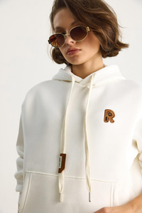 Kadın Nakış İşlemeli Kanguru Cepli Kapüşonlu Şardonlu Salaş Sweatshirt 6872 60283523 - Beyaz SWEATSHİRT modelleri