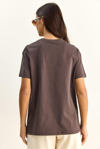 Kadın Nice Story Yazı ve Nakış Detaylı Relaxed Fit T-Shirt 7635 60286116 - Kahverengi T-SHİRT modelleri