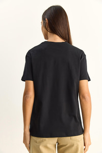 Kadın Nice Story Yazı ve Nakış Detaylı Relaxed Fit T-Shirt 7635 60286116 - Siyah T-SHİRT modelleri