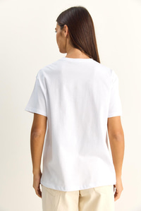 Kadın Nice Story Yazı ve Nakış Detaylı Relaxed Fit T-Shirt 7635 60286116 - Beyaz T-SHİRT modelleri