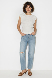 Kadın Omuzdan Bağlama Detaylı Büzgü İşlemeli Fit Kesim Triko Bluz 2743 60286377 - Beyaz BLUZ modelleri