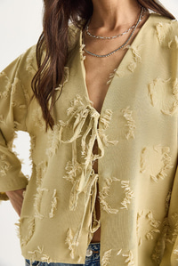 Kadın Önü Bağlamalı Kendinden Nakışlı Püsküllü Salaş Kimono 7012-2 60283410 - Çağla Yeşili
