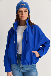 Kadın Oversize Dik Yaka Fermuarlı Bomber Ceket 2854 60286591 - Saks CEKET modelleri