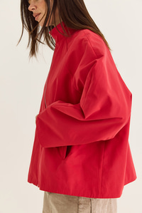 Kadın Oversize Dik Yaka Fermuarlı Reglan Kol A Kesim Kısa Trençkot 2100 60286511 - Kırmızı DIŞ GİYİM modelleri