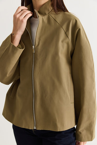 Kadın Oversize Dik Yaka Fermuarlı Reglan Kol A Kesim Kısa Trençkot 2100 60286511 - Haki DIŞ GİYİM modelleri