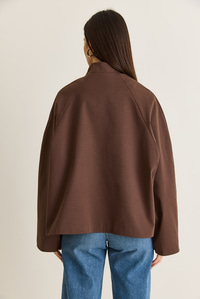 Kadın Oversize Dik Yaka Fermuarlı Reglan Kol A Kesim Kısa Trençkot 2100 60286511 - Kahverengi DIŞ GİYİM modelleri