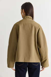 Kadın Oversize Dik Yaka Fermuarlı Reglan Kol A Kesim Kısa Trençkot 2100 60286511 - Haki DIŞ GİYİM modelleri