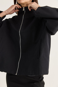Kadın Oversize Dik Yaka Fermuarlı Reglan Kol A Kesim Kısa Trençkot 2100 60286511 - Siyah DIŞ GİYİM modelleri