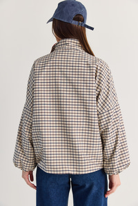 Kadın Oversize Ekose Desenli Astarlı Su İtici Yağmurluk Trençkot 4000 60286588 - Krem-Lacivert DIŞ GİYİM modelleri
