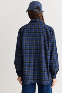 Kadın Oversize Ekose Desenli Oduncu Gömlek DG261035 60286552 - Gri-Lacivert GÖMLEK modelleri