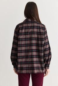 Kadın Oversize Ekose Desenli Oduncu Gömlek DG261035 60286552 - Siyah-Gri GÖMLEK modelleri