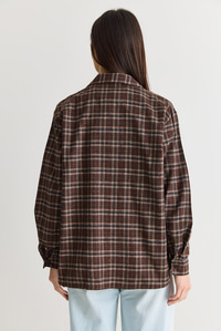Kadın Oversize Ekose Desenli Oduncu Gömlek DG261035 60286552 - Kahverengi-Vizon GÖMLEK modelleri