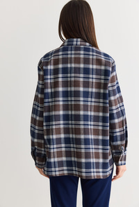 Kadın Oversize Ekose Desenli Oduncu Gömlek DG261035 60286552 - Kahve-Lacivert GÖMLEK modelleri