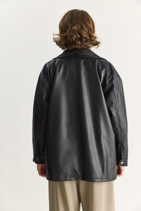 Kadın Oversize Fermuarlı Büyük Cep Detaylıb Astarlı Suni Deri Ceket 3130 60283559 - Siyah CEKET modelleri
