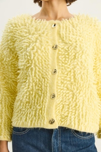 Kadın Oversize Saçaklı Triko Hırka 9062 60283750 - Sarı HIRKA modelleri