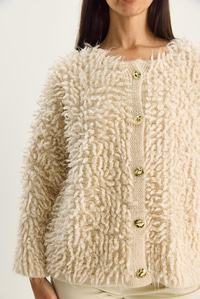 Kadın Oversize Saçaklı Triko Hırka 9062 60283750 - Bej HIRKA modelleri
