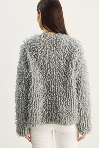 Kadın Oversize Saçaklı Triko Hırka 9062 60283750 - Gri HIRKA modelleri