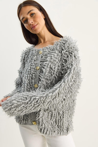 Kadın Oversize Saçaklı Triko Hırka 9062 60283750 - Gri HIRKA modelleri