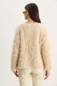 Kadın Oversize Saçaklı Triko Hırka 9062 60283750 - Bej HIRKA modelleri