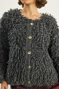 Kadın Oversize Saçaklı Triko Hırka 9062 60283750 - Antrasit HIRKA modelleri