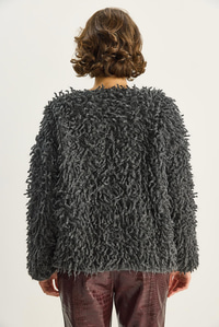 Kadın Oversize Saçaklı Triko Hırka 9062 60283750 - Antrasit HIRKA modelleri