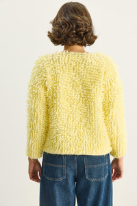 Kadın Oversize Saçaklı Triko Hırka 9062 60283750 - Sarı HIRKA modelleri