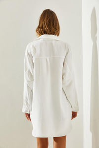 Kadın Payet Nakış İşlemeli Oversize Gömlek 5948 60251481 - Beyaz GÖMLEK modelleri