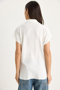 Kadın Polo Yaka Oval Etek Uçlu Rahat T-Shirt 4070 60283402 - Beyaz