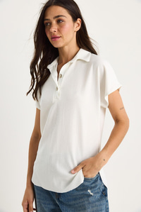 Kadın Polo Yaka Oval Etek Uçlu Rahat T-Shirt 4070 60283402 - Beyaz