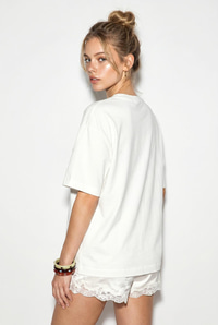 Kadın Poodle Baskılı %100 Pamuk Bisiklet Yaka Oversize Basic T-Shirt ÖT261064 60286255 - Beyaz T-SHİRT modelleri
