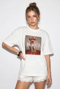 Kadın Poodle Baskılı %100 Pamuk Bisiklet Yaka Oversize Basic T-Shirt ÖT261064 60286255 - Beyaz T-SHİRT modelleri