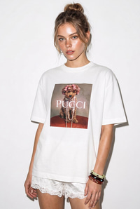 Kadın Poodle Baskılı %100 Pamuk Bisiklet Yaka Oversize Basic T-Shirt ÖT261064 60286255 - Beyaz T-SHİRT modelleri