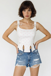Kadın Puantiyeli İp Detaylı Korse Bluz 1111 60286337 - Beyaz-Pembe BLUZ modelleri